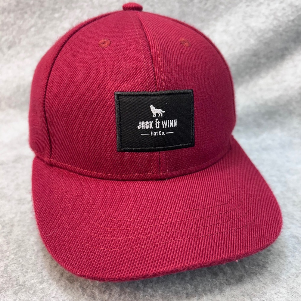 Logo Patch Unisex Burgundy Jack & Winn Hat Co Snapback Flat Brim Cap OSFM